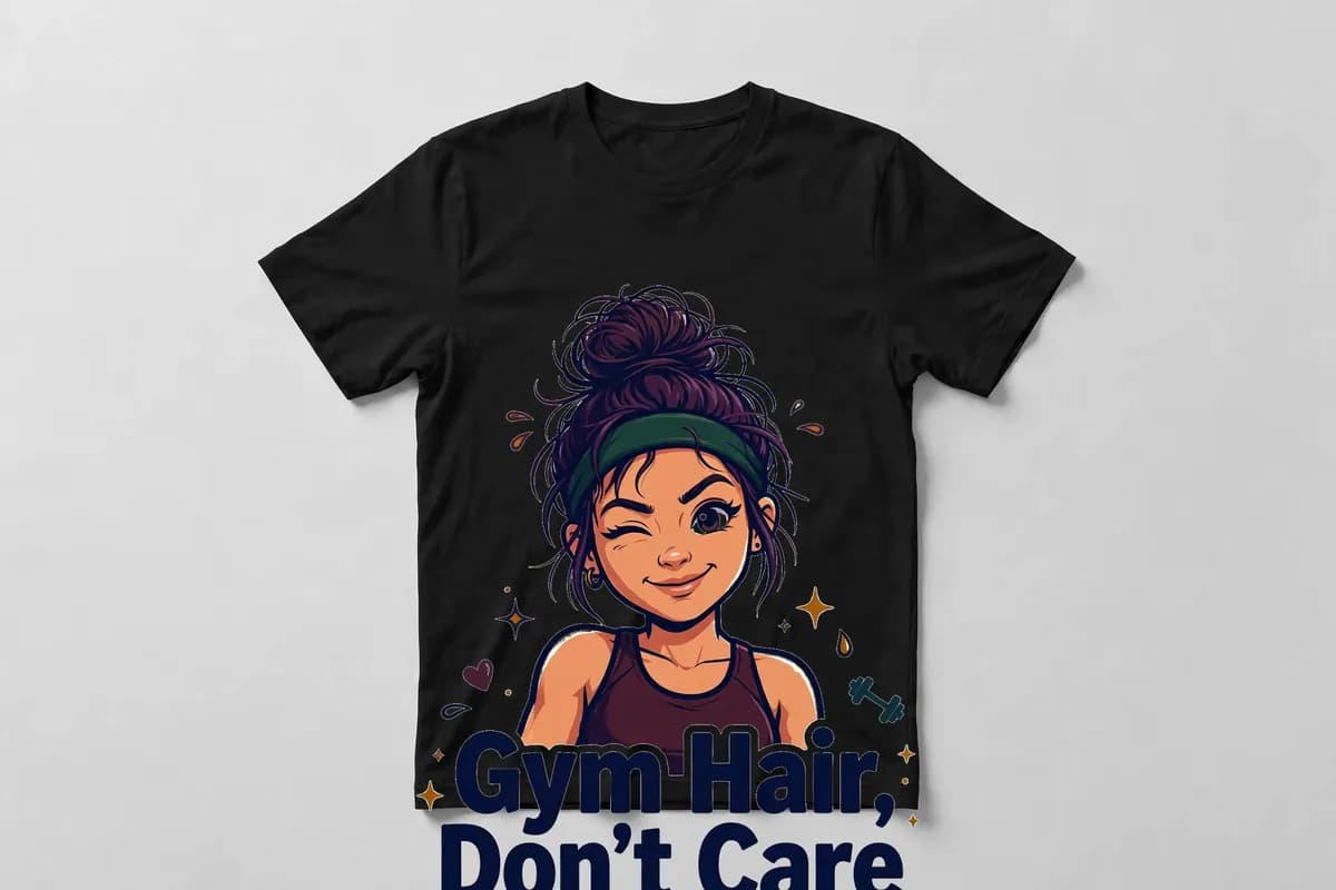 Gym Hair, Don't Care T-Shirt in Black