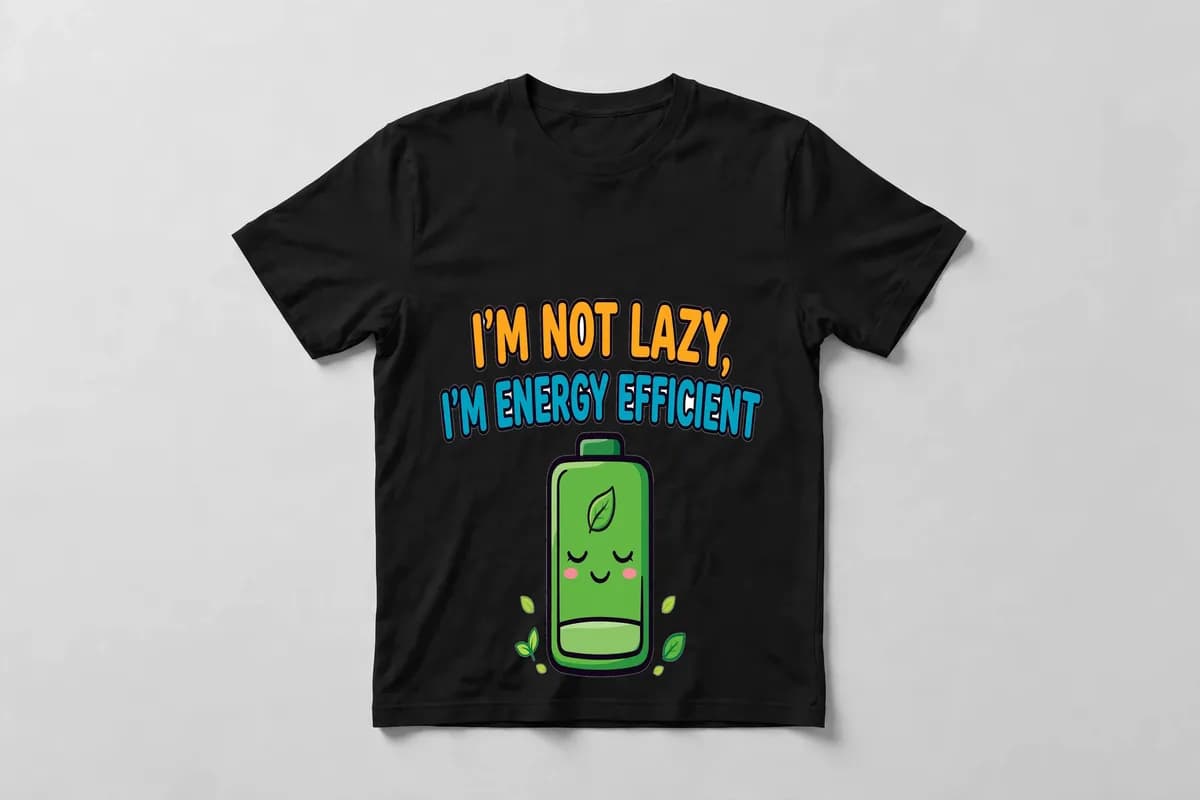 I'm Not Lazy, I'm Energy Efficient T-Shirt in Black