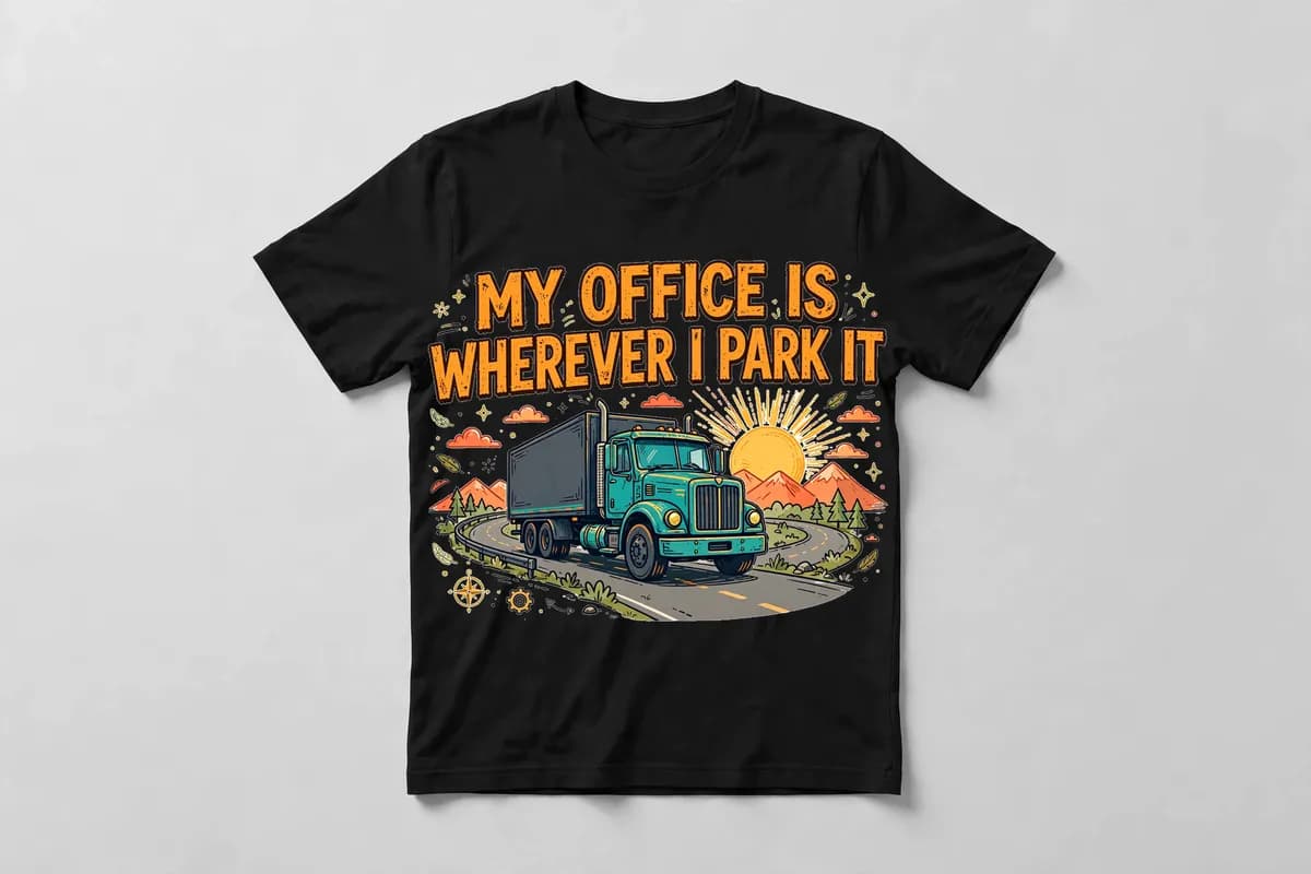 My Office Is Wherever I Park It T-Shirt in Black
