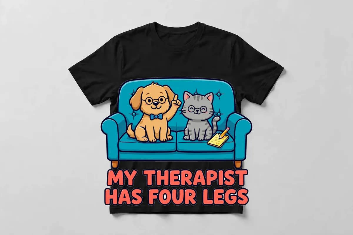 My Therapist Has Four Legs T-Shirt in Black