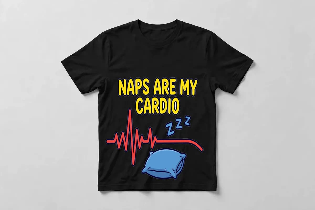 Naps Are My Cardio T-Shirt in Black - front view