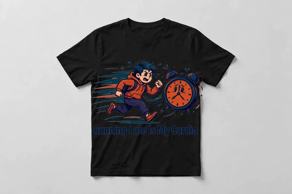 Running Late Is My Cardio T-Shirt in Black