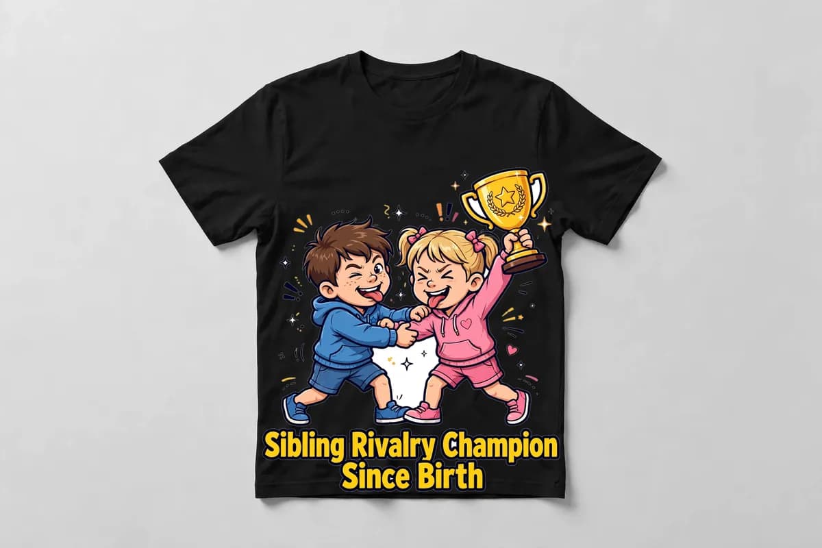 Sibling Rivalry Champion Since Birth T-Shirt in Black