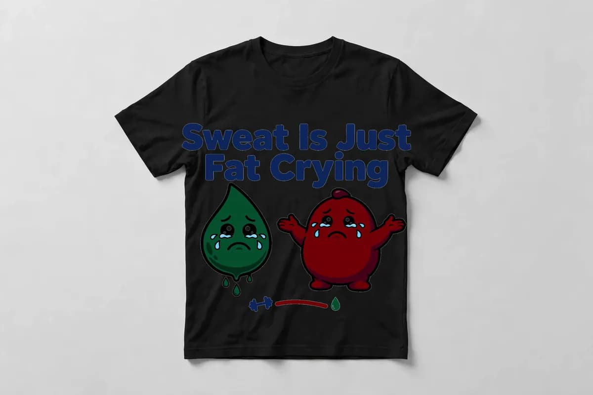 Sweat Is Just Fat Crying T-Shirt in Black - front view