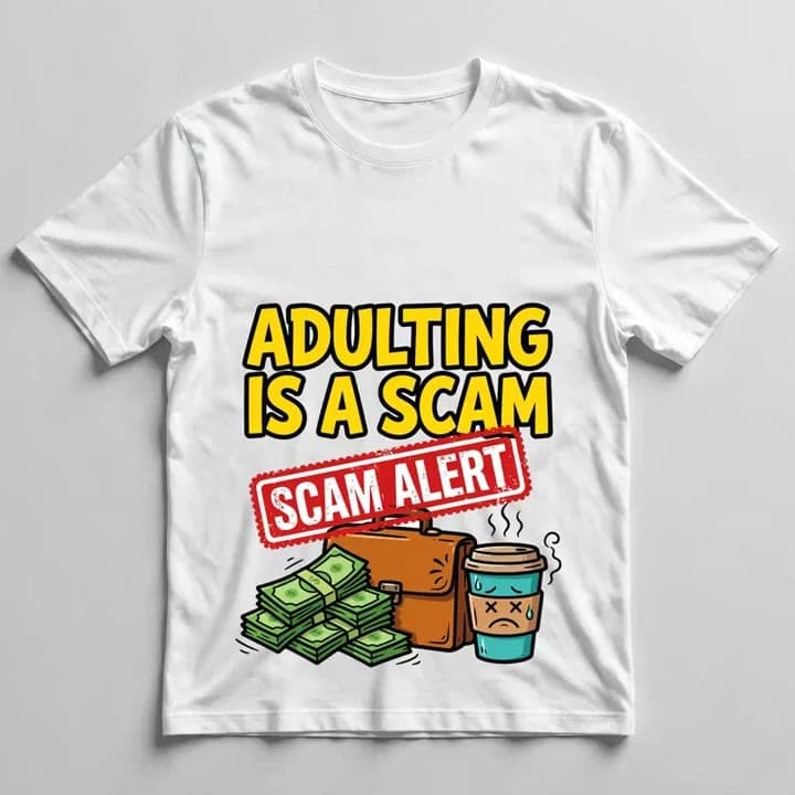 Adulting Is a Scam T-Shirt — video 1
