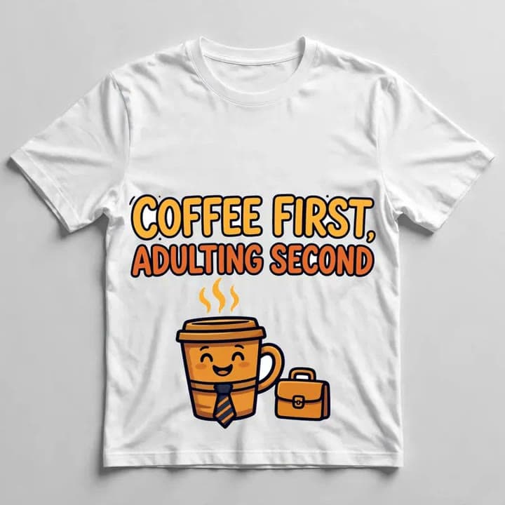 Coffee First, Adulting Second T-Shirt — video 1