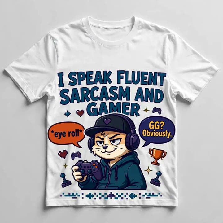 I Speak Fluent Sarcasm and Gamer T-Shirt — video 1