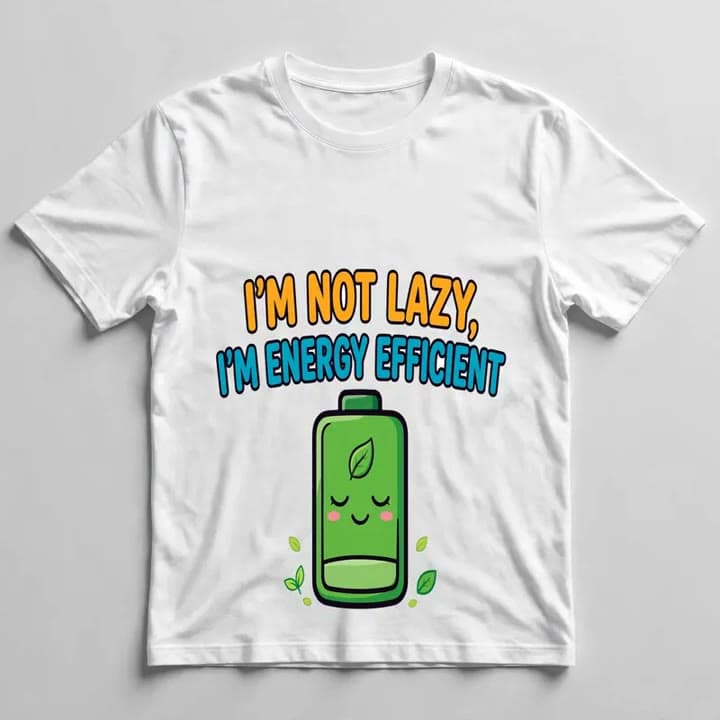 I'm Not Lazy, I'm Energy Efficient T-Shirt — video 1