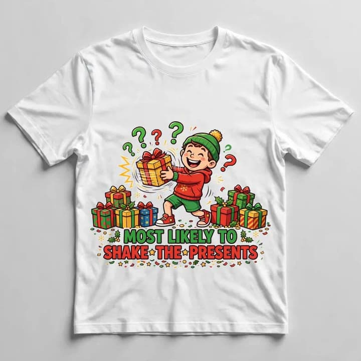 Most Likely To Shake the Presents T-Shirt — video 1