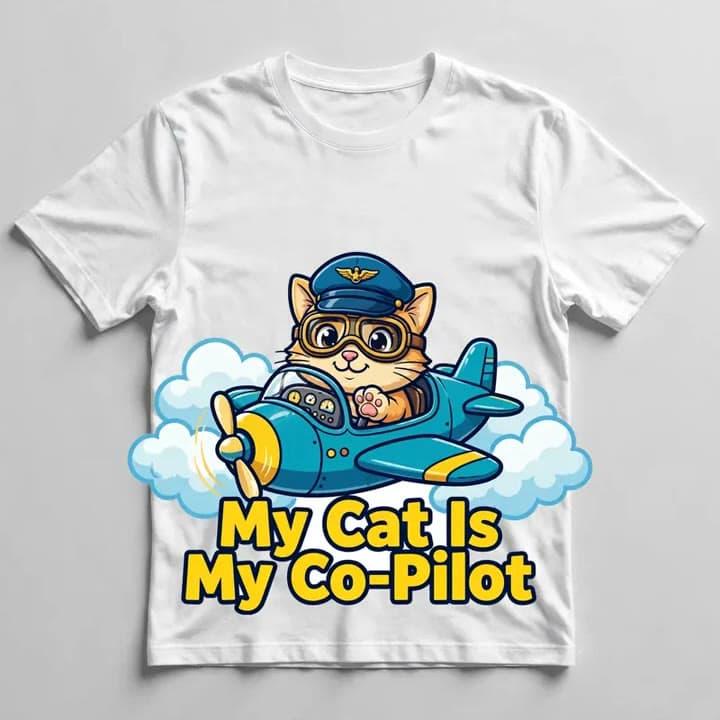 My Cat Is My Co-Pilot T-Shirt — video 1