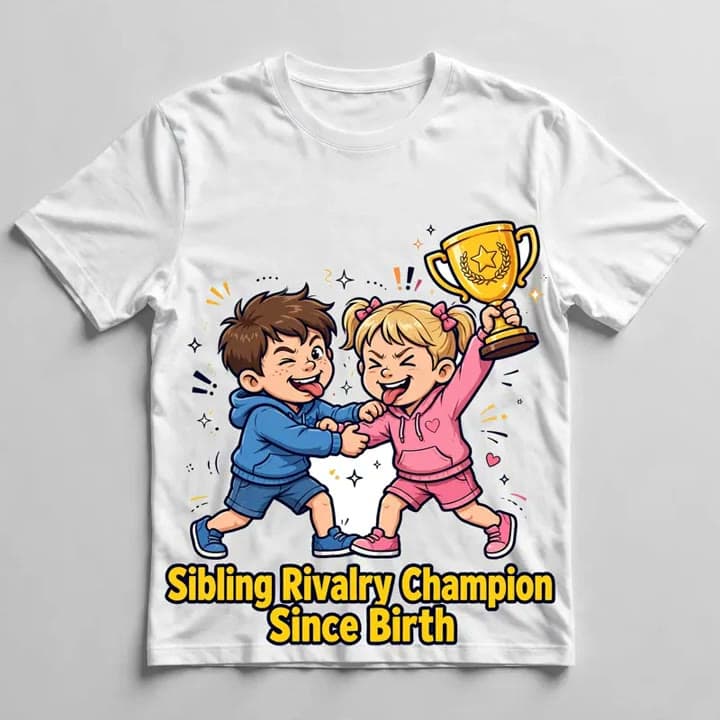 Sibling Rivalry Champion Since Birth T-Shirt — video 1
