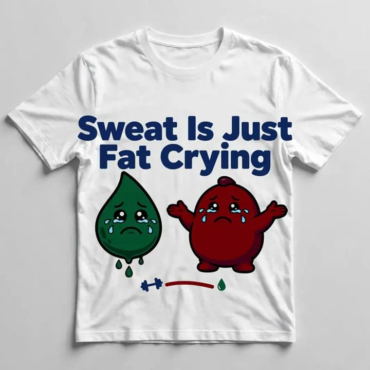 Sweat Is Just Fat Crying T-Shirt — video 1