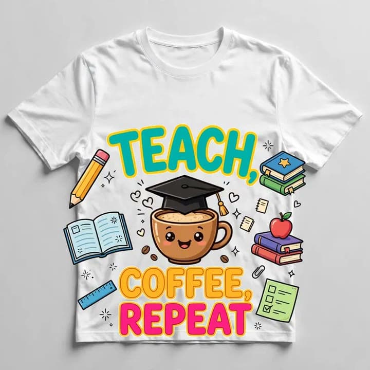Teach, Coffee, Repeat T-Shirt — video 1